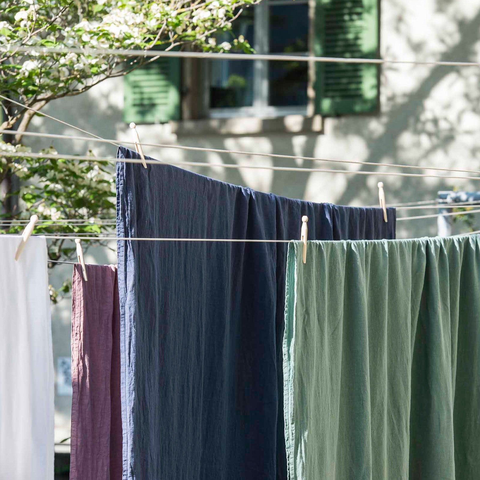 Linus uni, indigo Drap de dessus 240x270 cm