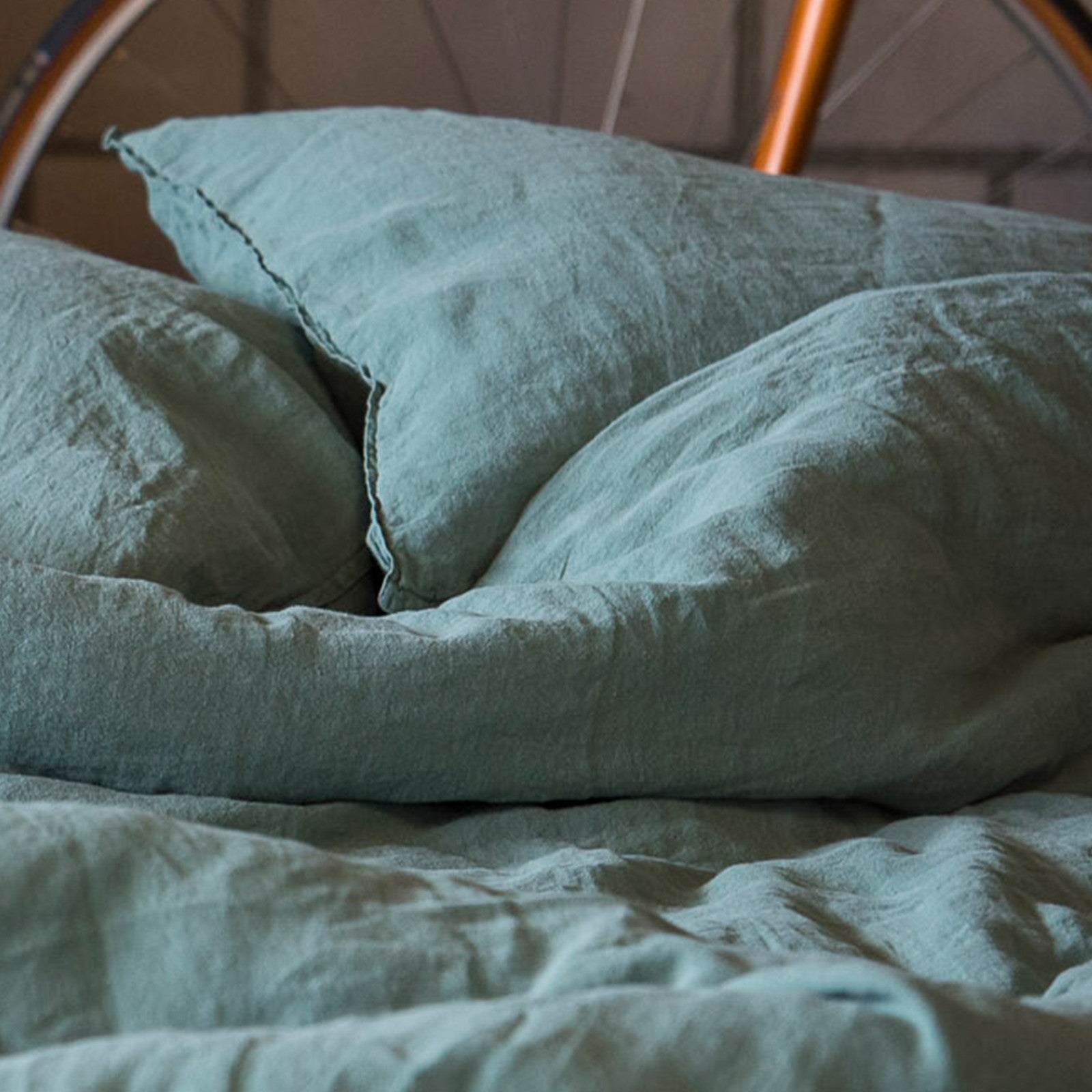 Linus plain, spruce green comforter cover 160x210 cm