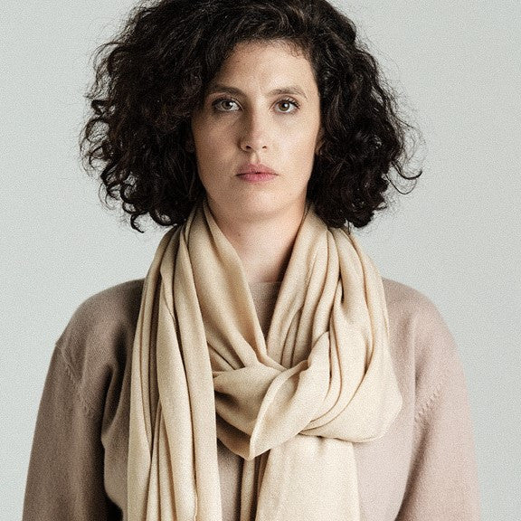 Kaschmir-Strick Schal Uni Beige