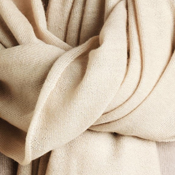 Kaschmir-Strick Schal Uni Beige