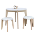 Combination set, 1 round play table, 2 stools (color selectable)