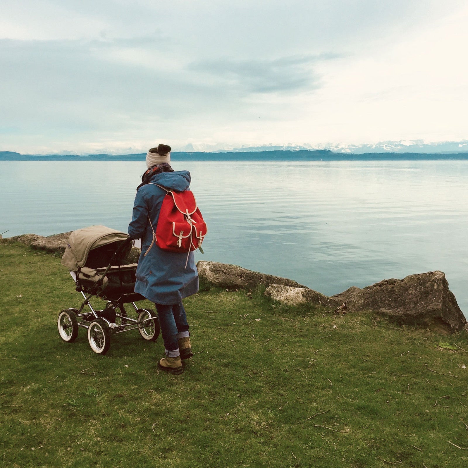 Georg red backpack, natural leather