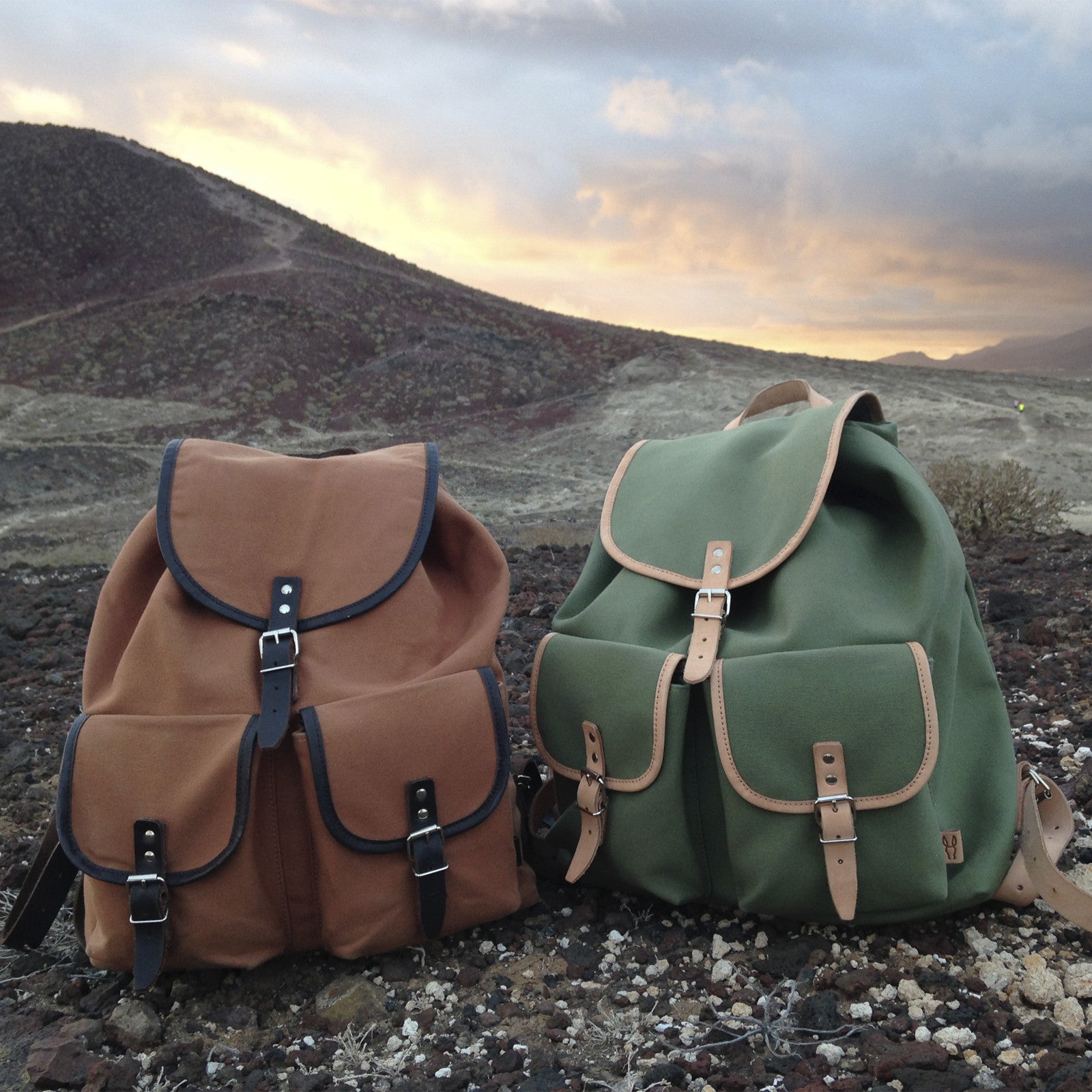 Backpack Georg olive, leather nature