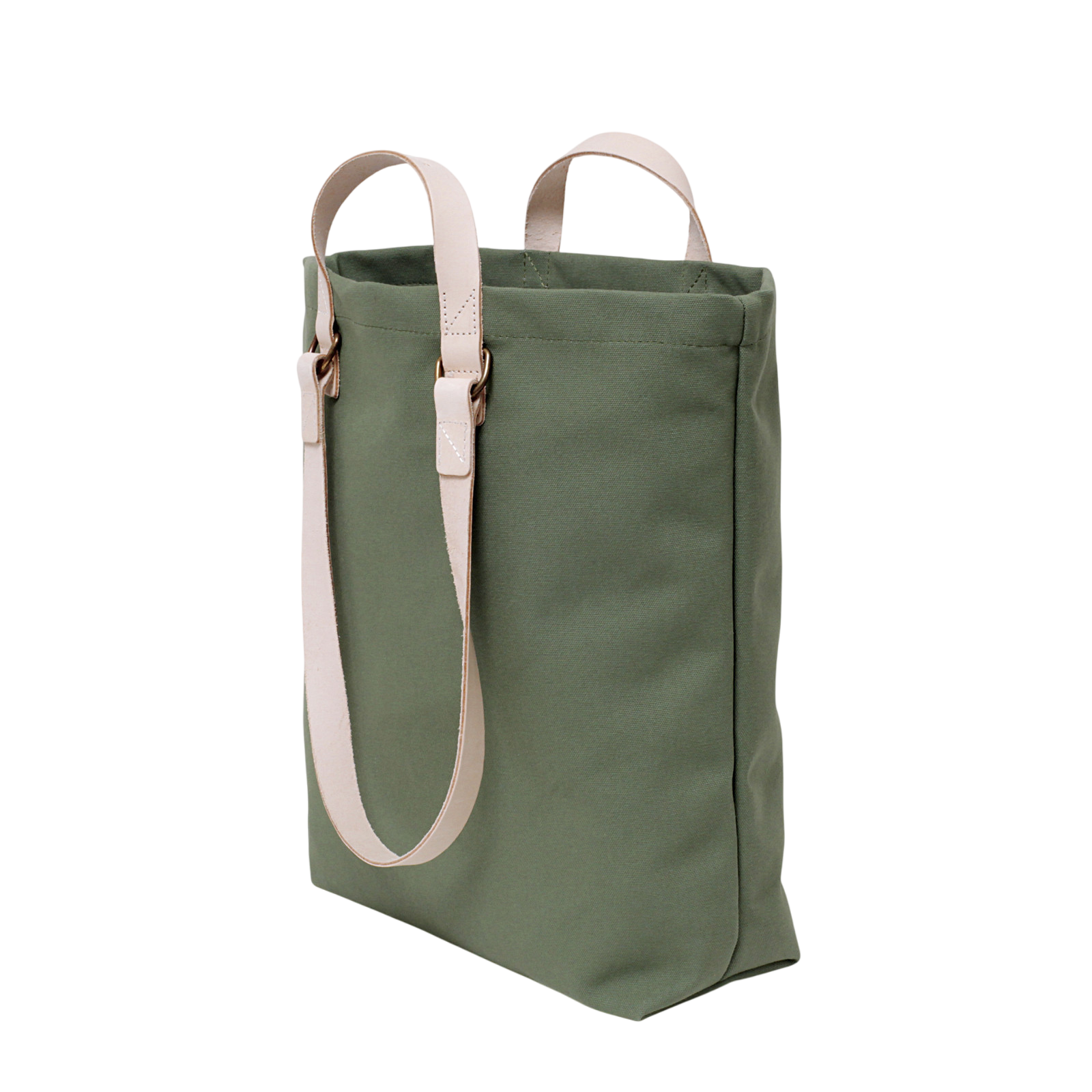 Shopper Sam Olive, cuir naturel