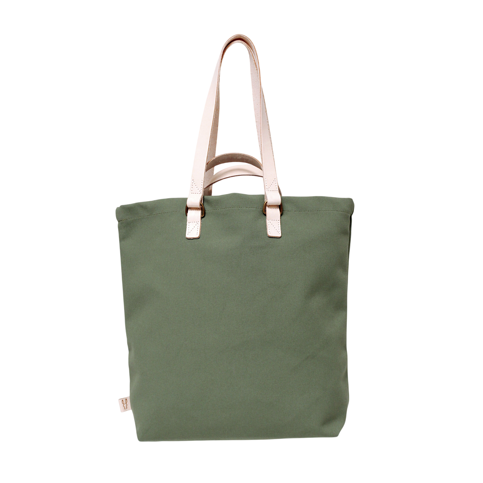 Shopper Sam Olive, cuir naturel