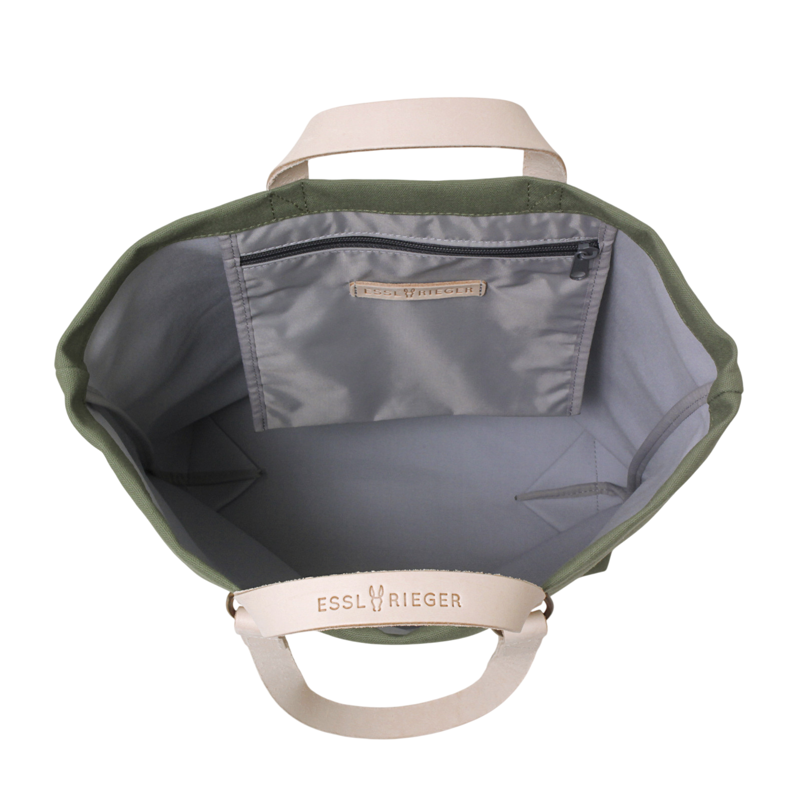 Shopper Sam Olive, cuir naturel