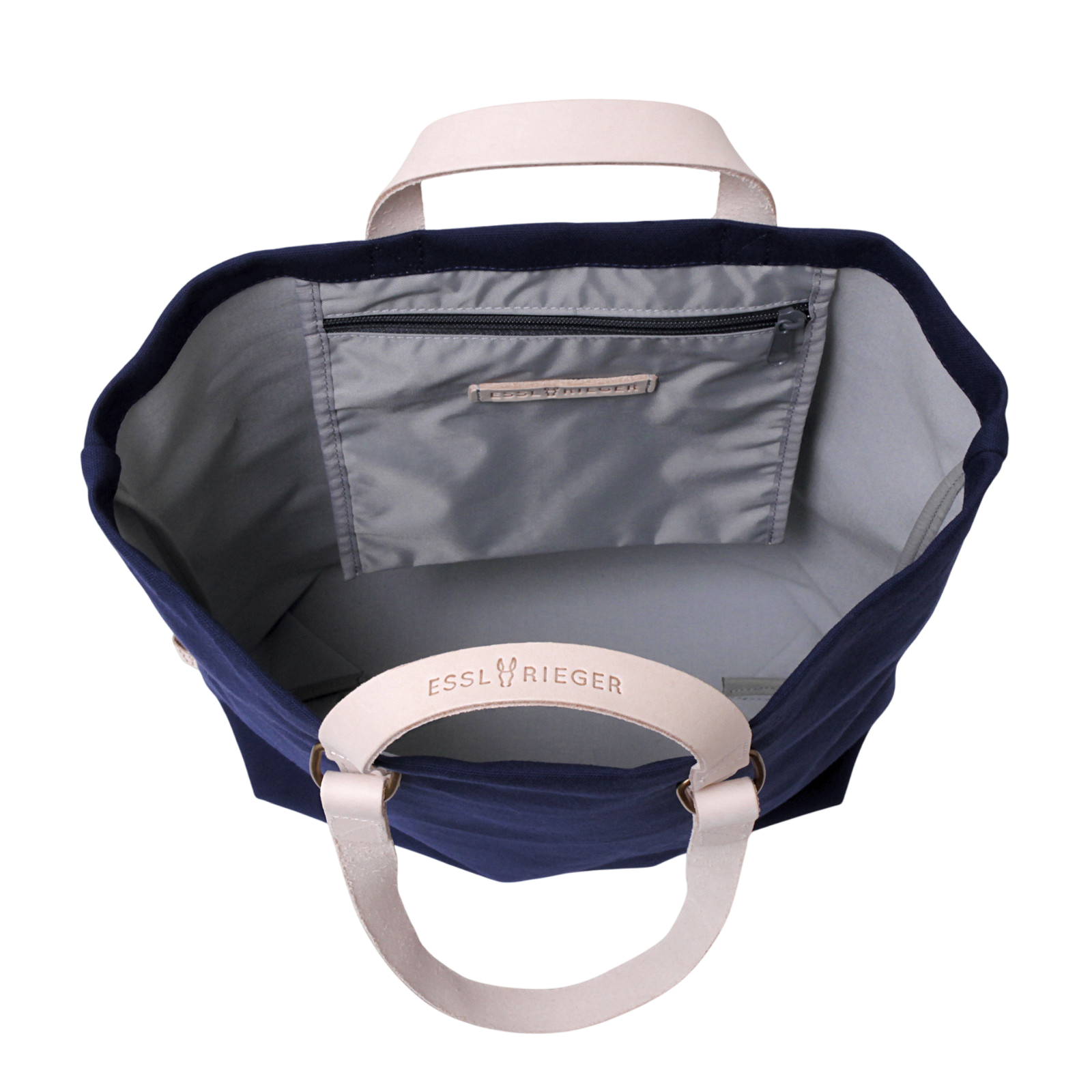 Shopper Sam Navy, natural leather