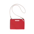 Pochette Charlie rouge, cuir naturel