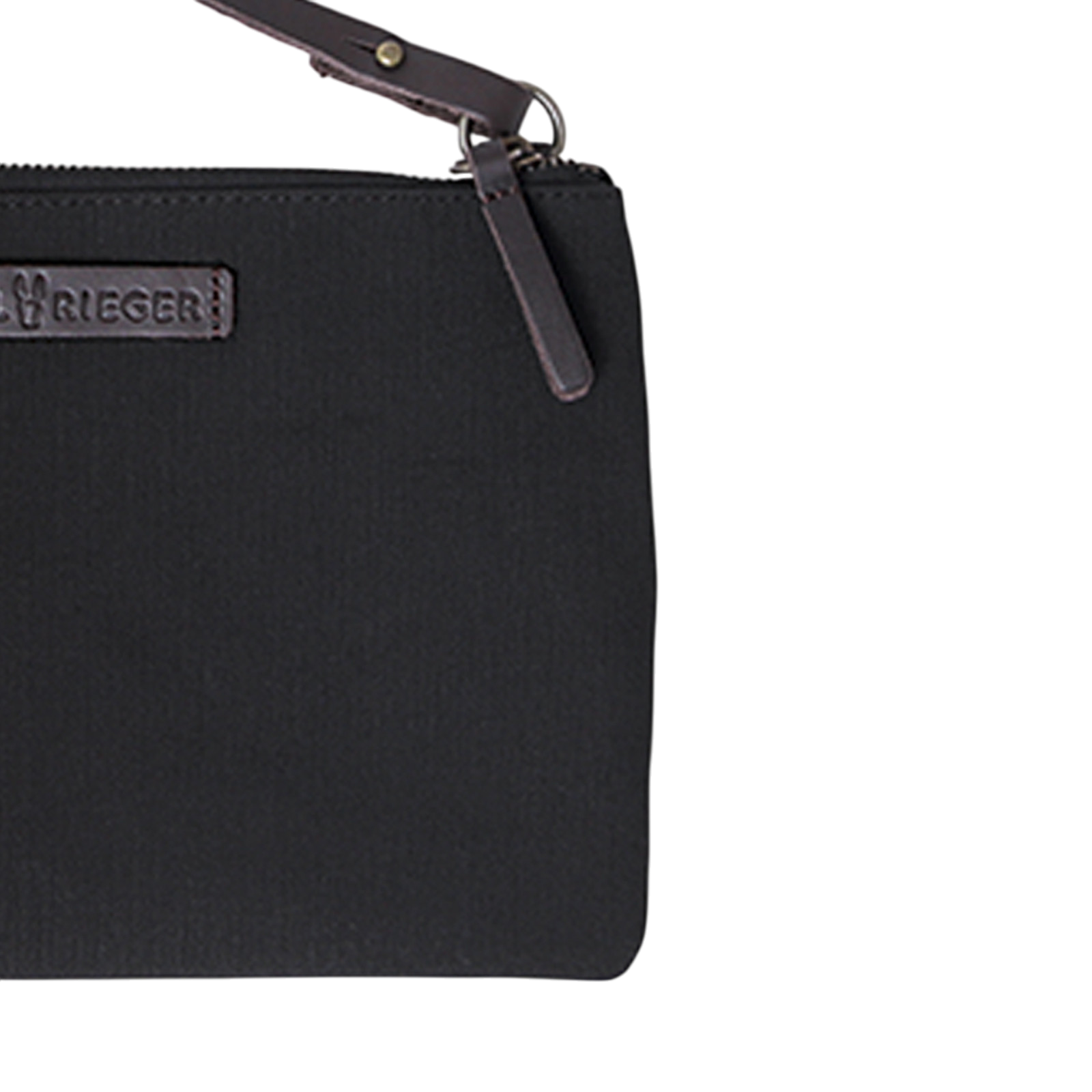 Pochette Charlie noir, cuir marron