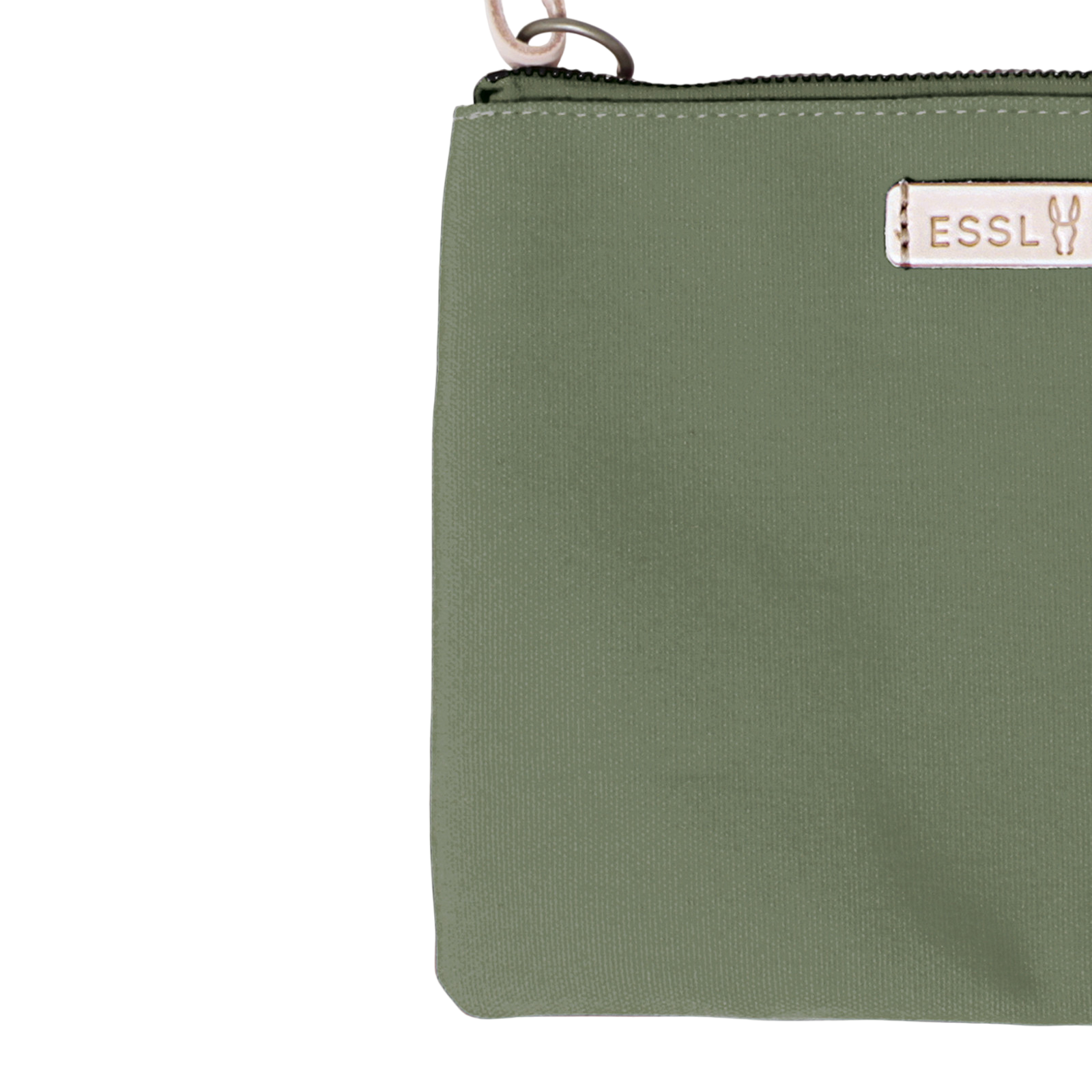 Pochette Charlie Olive, cuir naturel