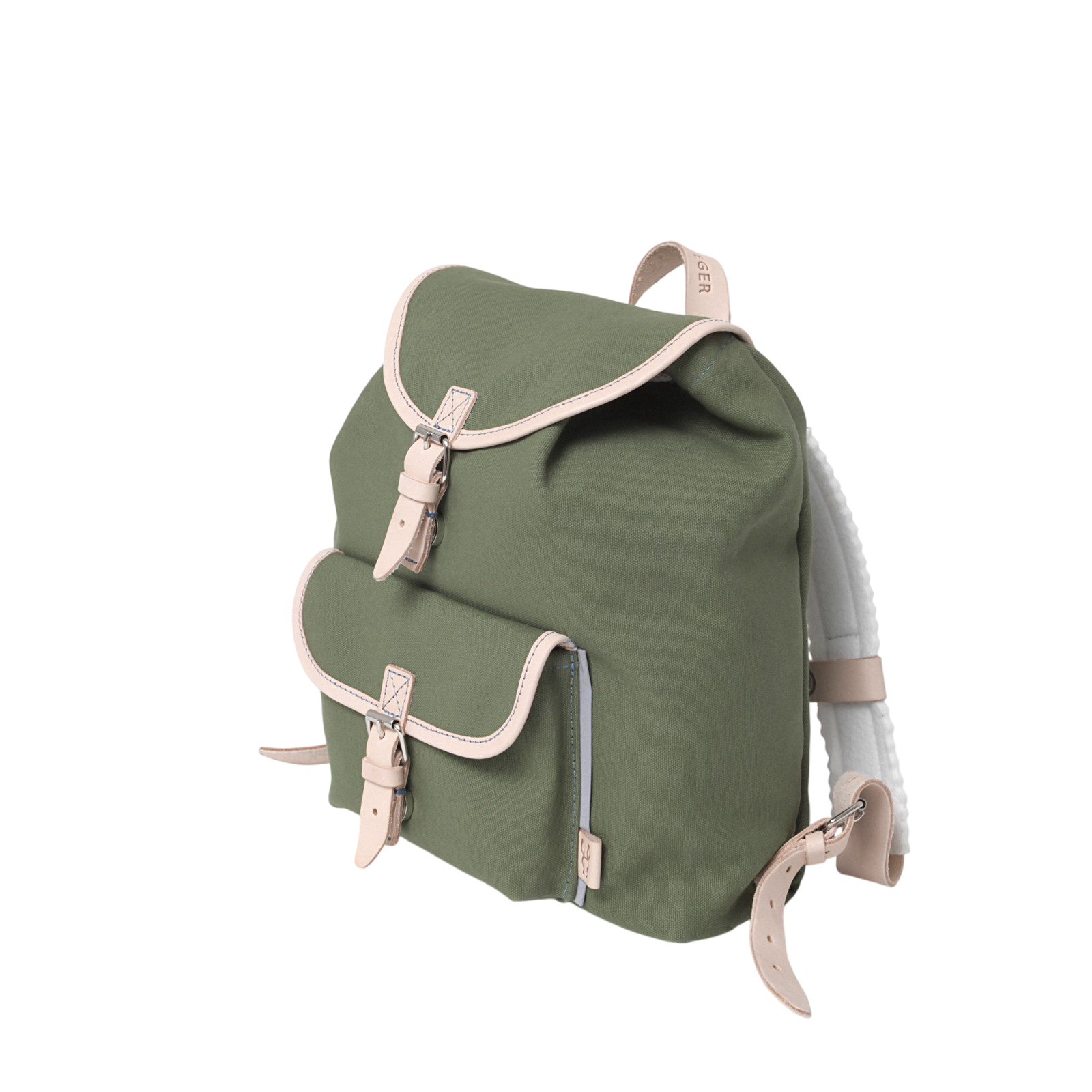 Kinderrucksack Georgie Oliv, Leder Natur
