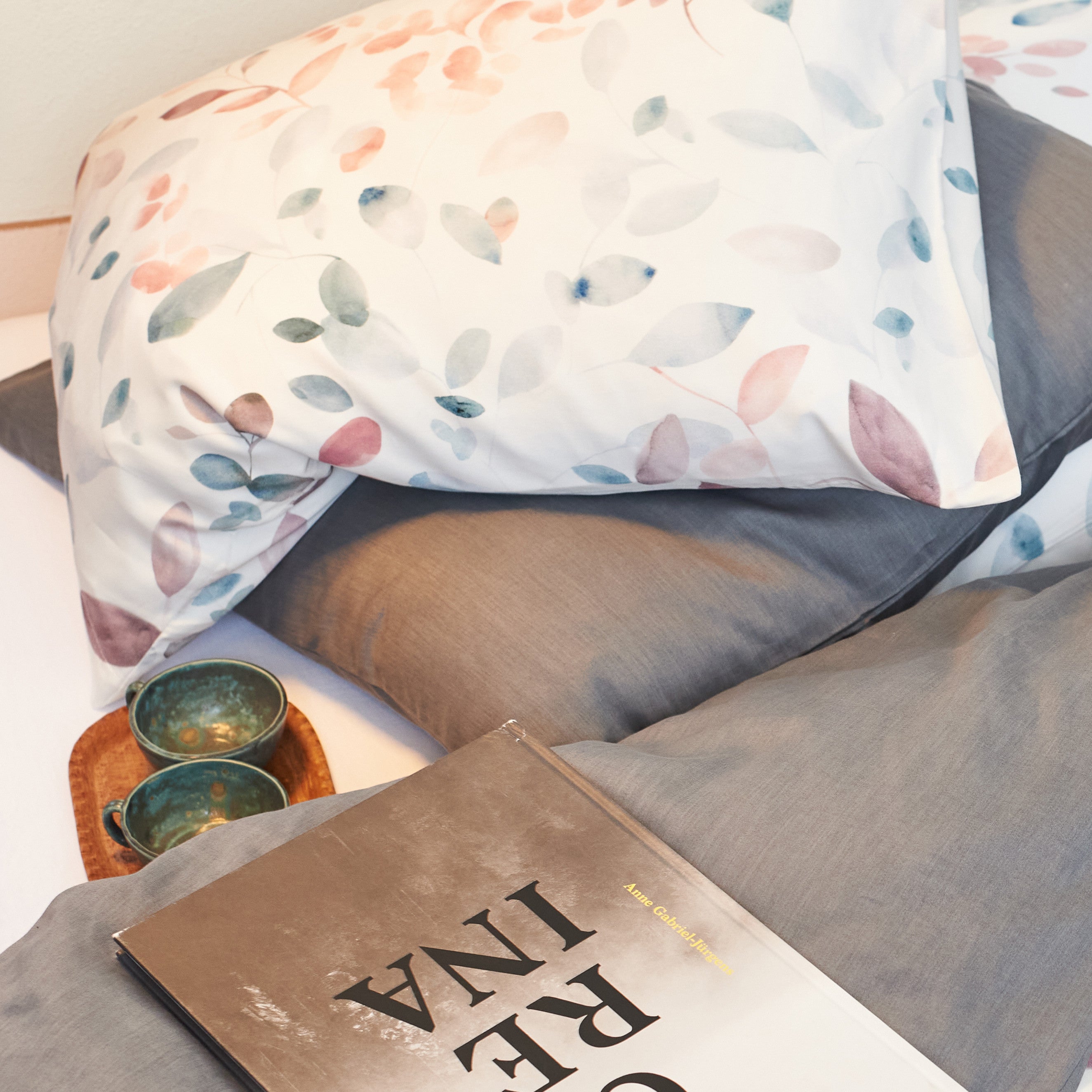 GREINA ocean blue/cassis, Kissenbezug 65x65 cm