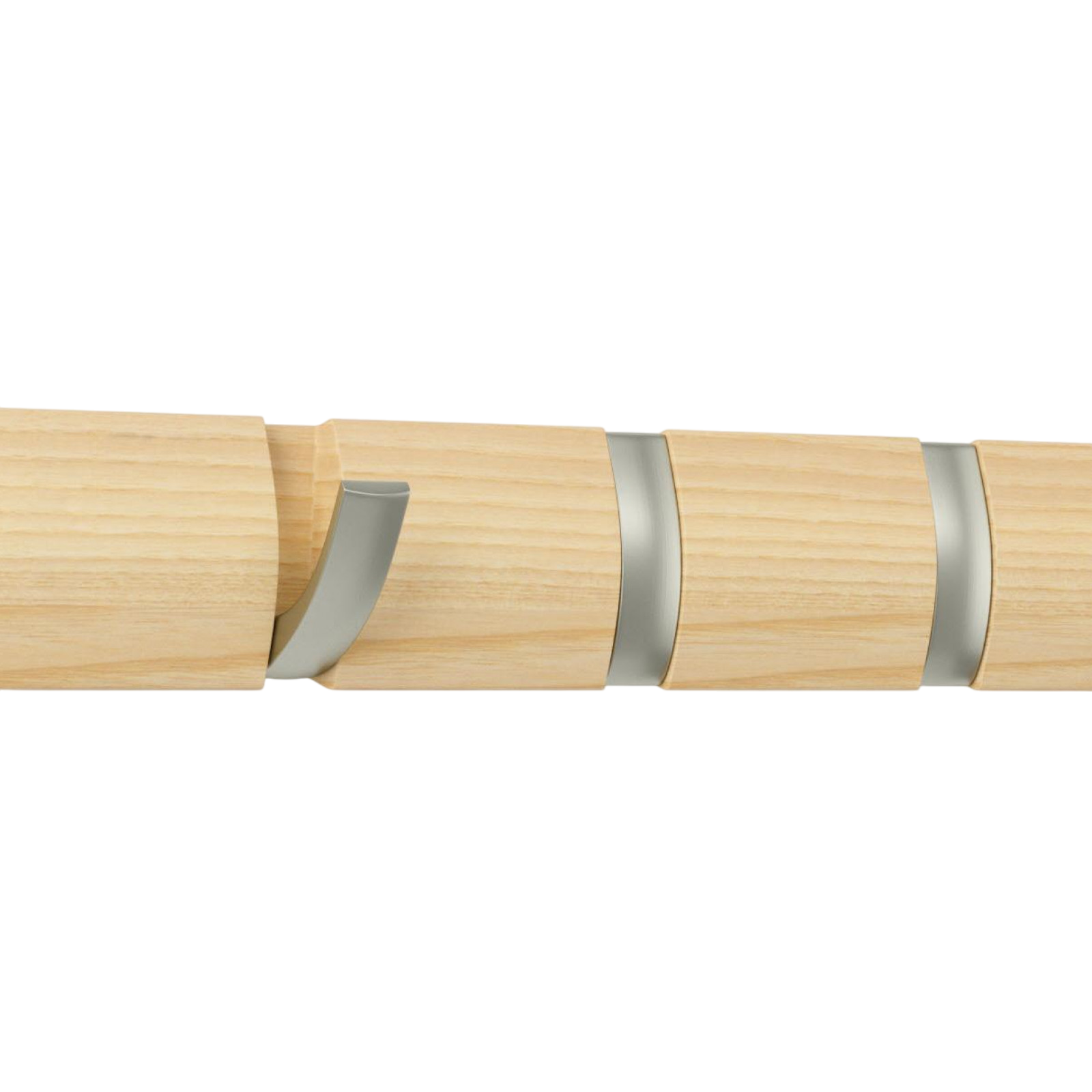 Garderobenleiste Flip 5 Haken, Hellbraun / Silber