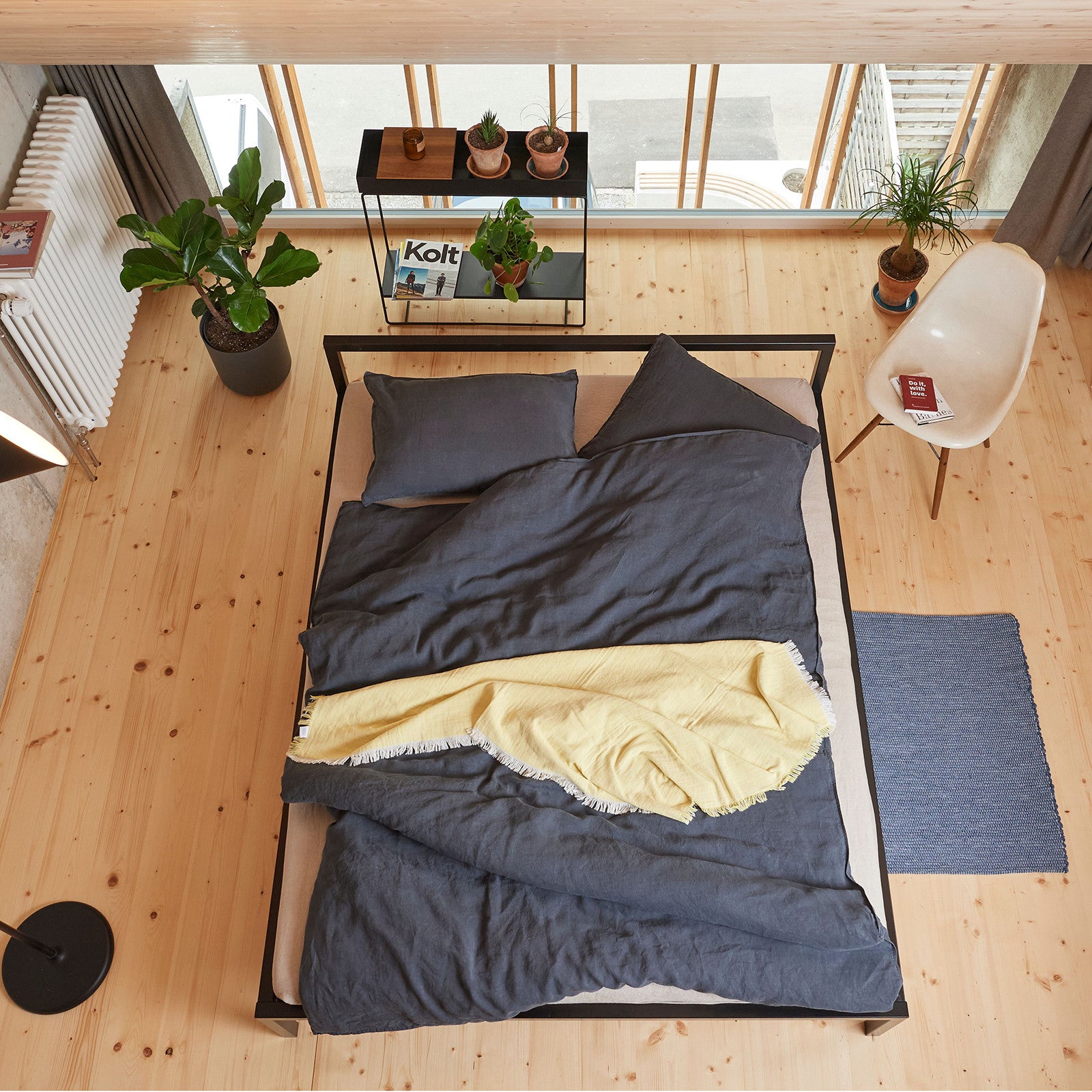 Linus plain, anthracite Cushion cover 65x100 cm