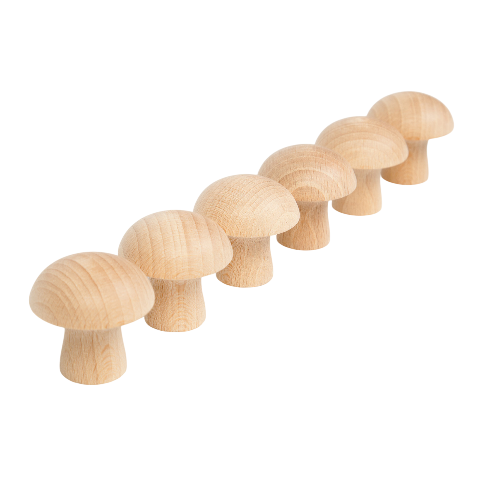 Champignons en bois nature 6 pièces Grapat