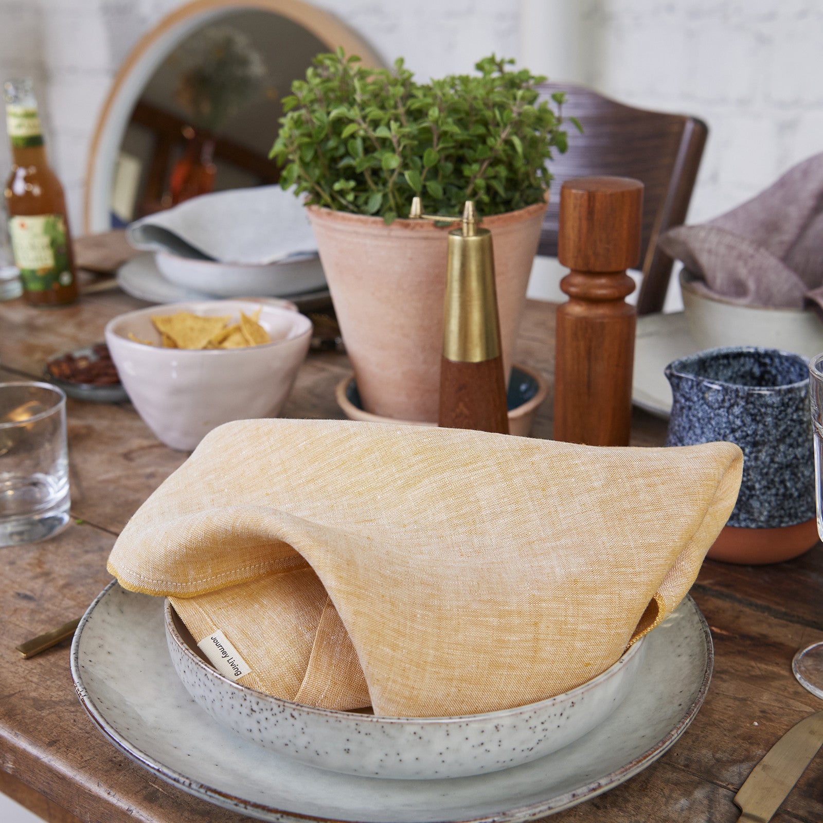 ELISE "Chambray" Serviette de table mustard 50x50cm