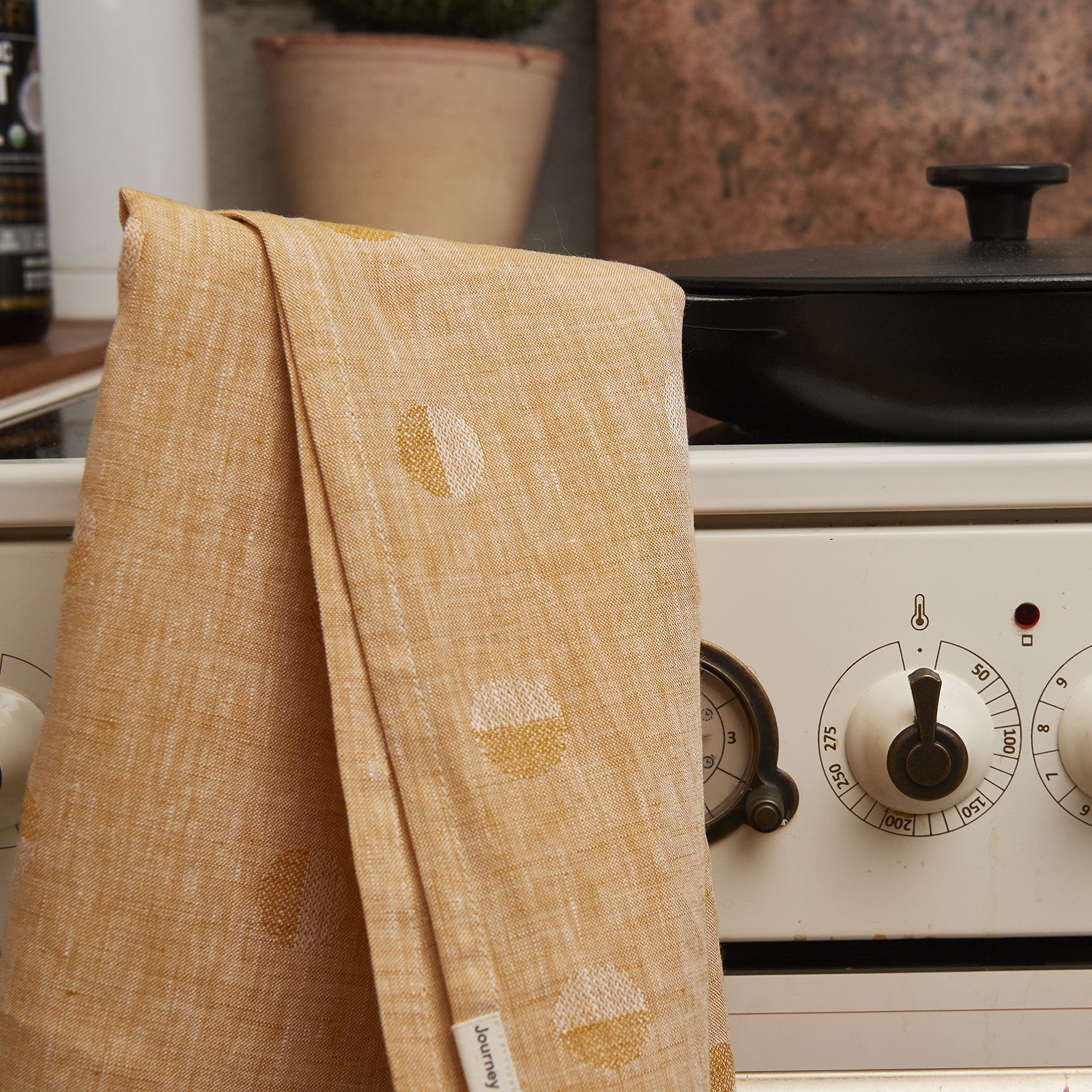 JULIETTE "Small Dots" Torchon de cuisine mustard 50x70cm