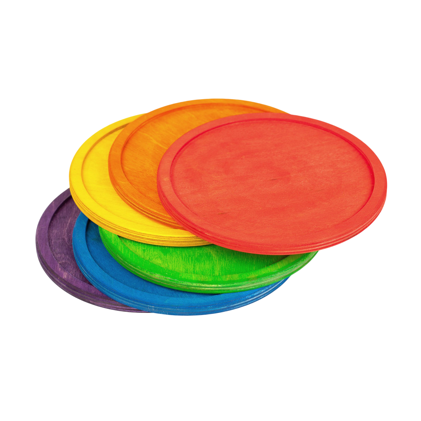 Assiette en bois Arc-en-ciel 6 pièces