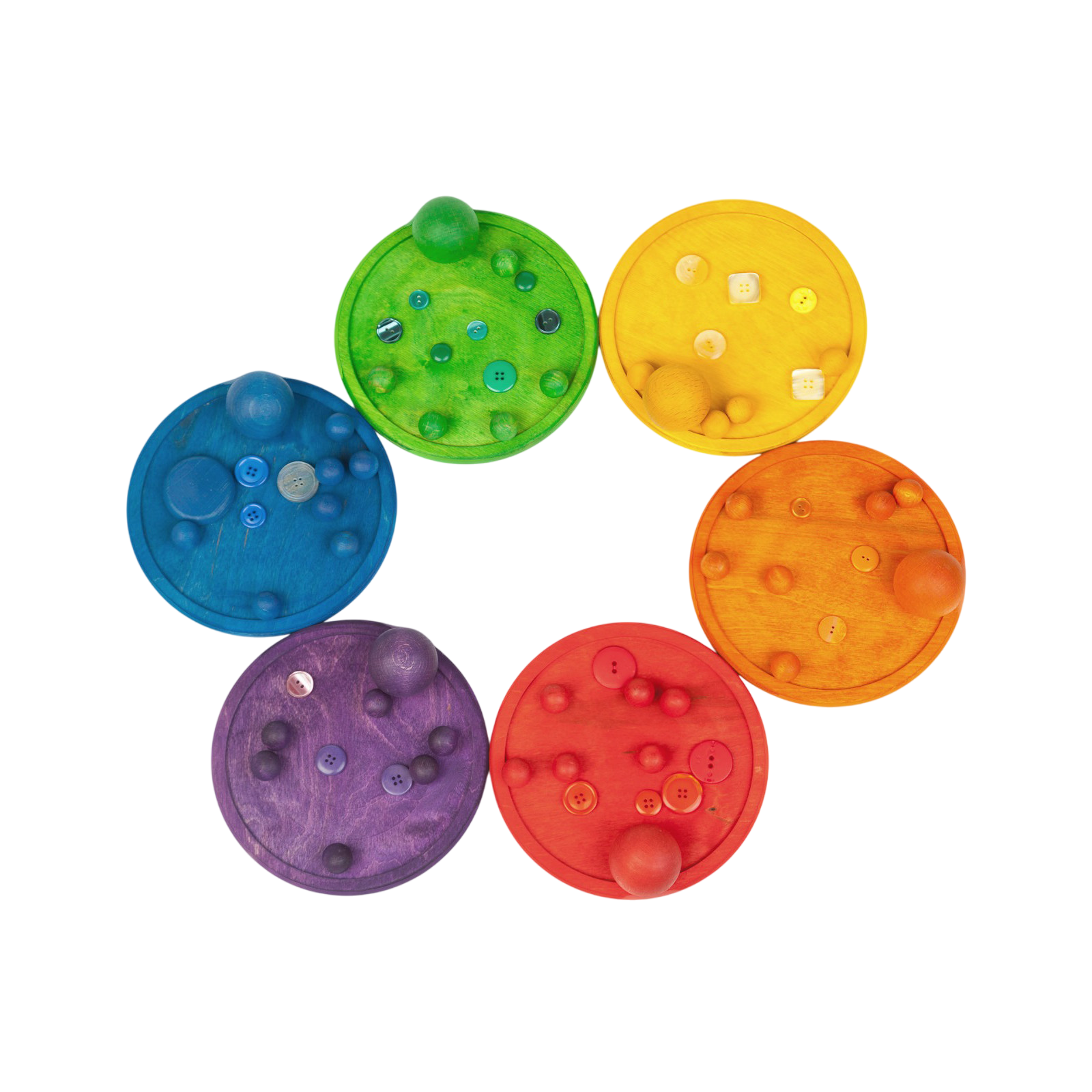 Assiette en bois Arc-en-ciel 6 pièces