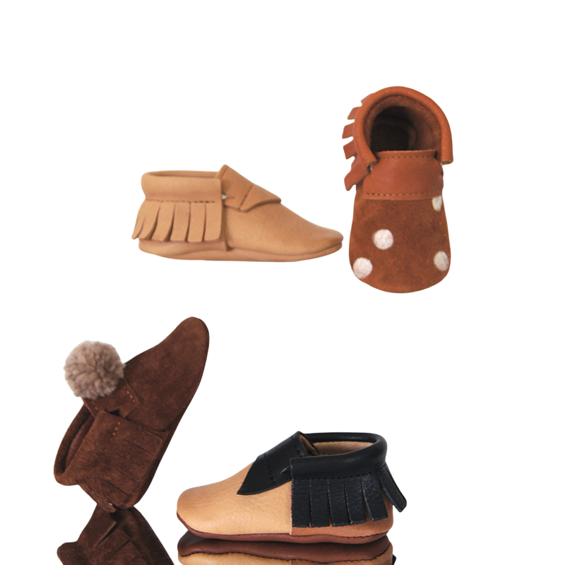 Bambi moccasin camel/white