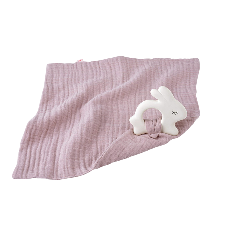 Rubber Rabbit mit Mullwindel Muslin pale rose