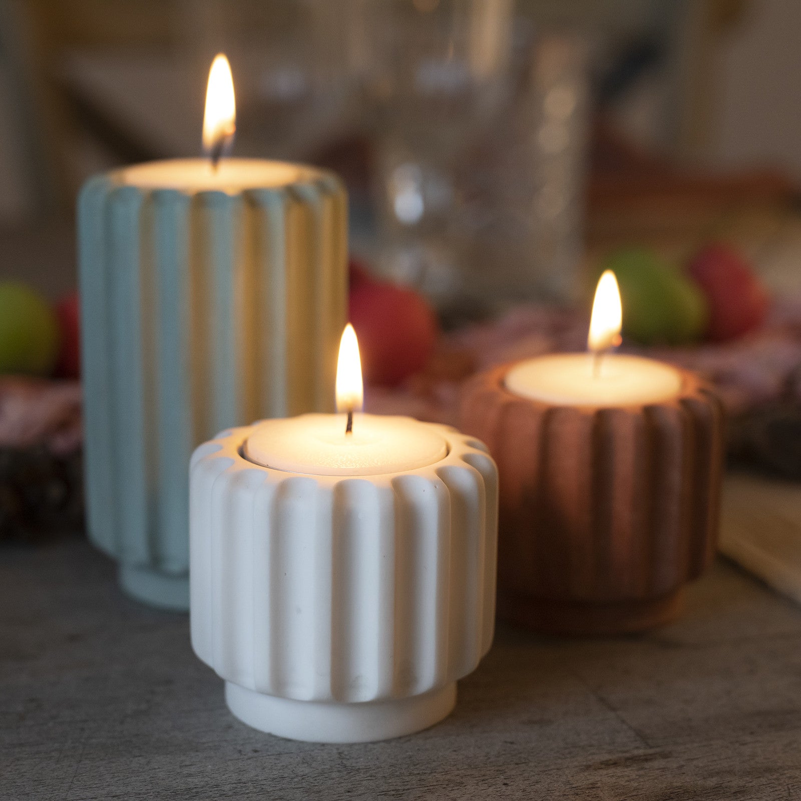 Dentelles tea light holder - tall - eucalyptus