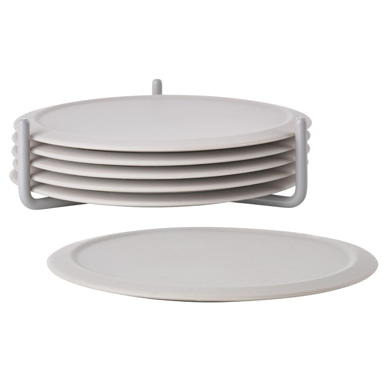 Glass coaster singles 6 pieces, gray/white