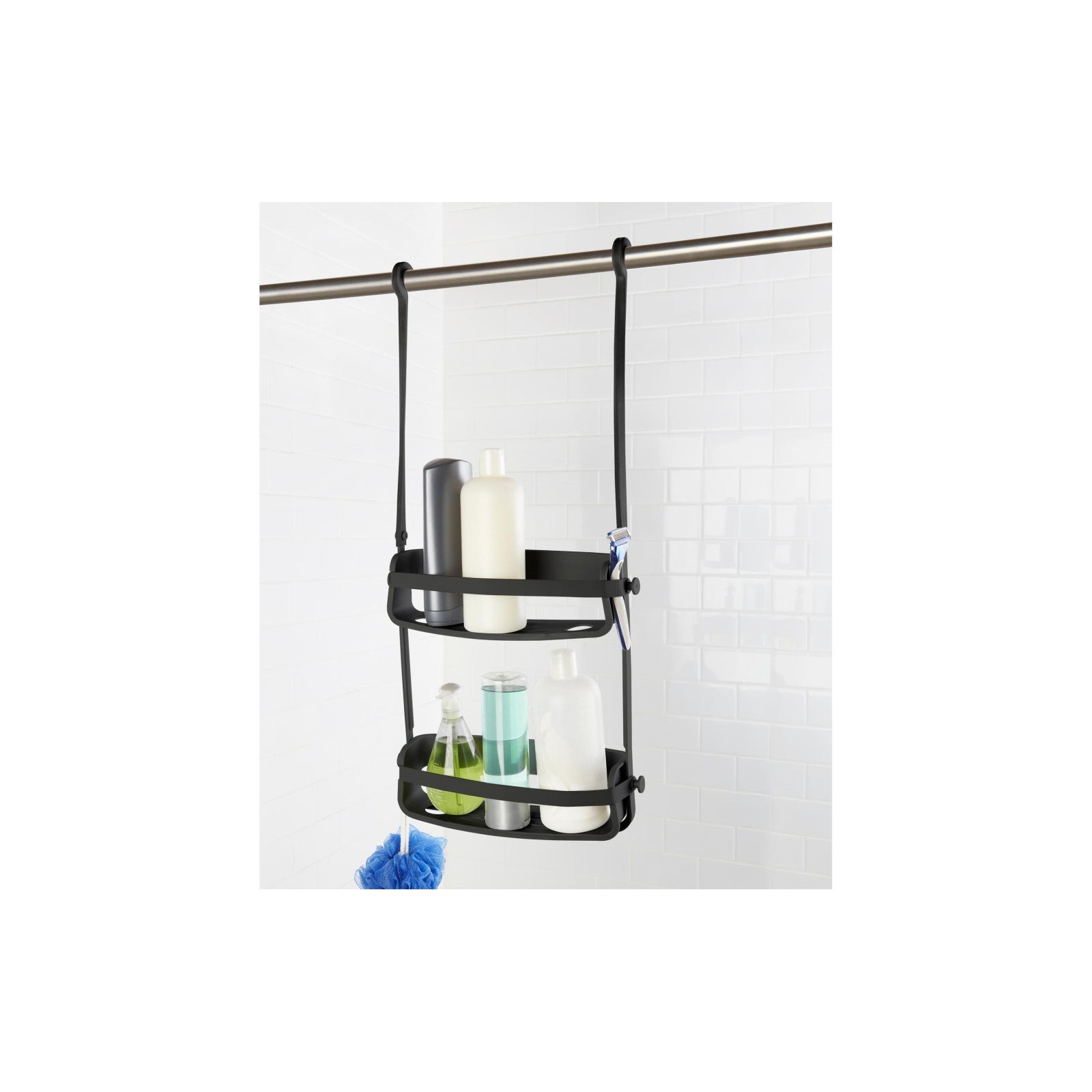 Flex bathroom utensil holder, black