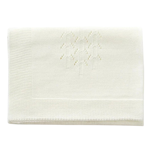 Knitted doll blanket - cream
