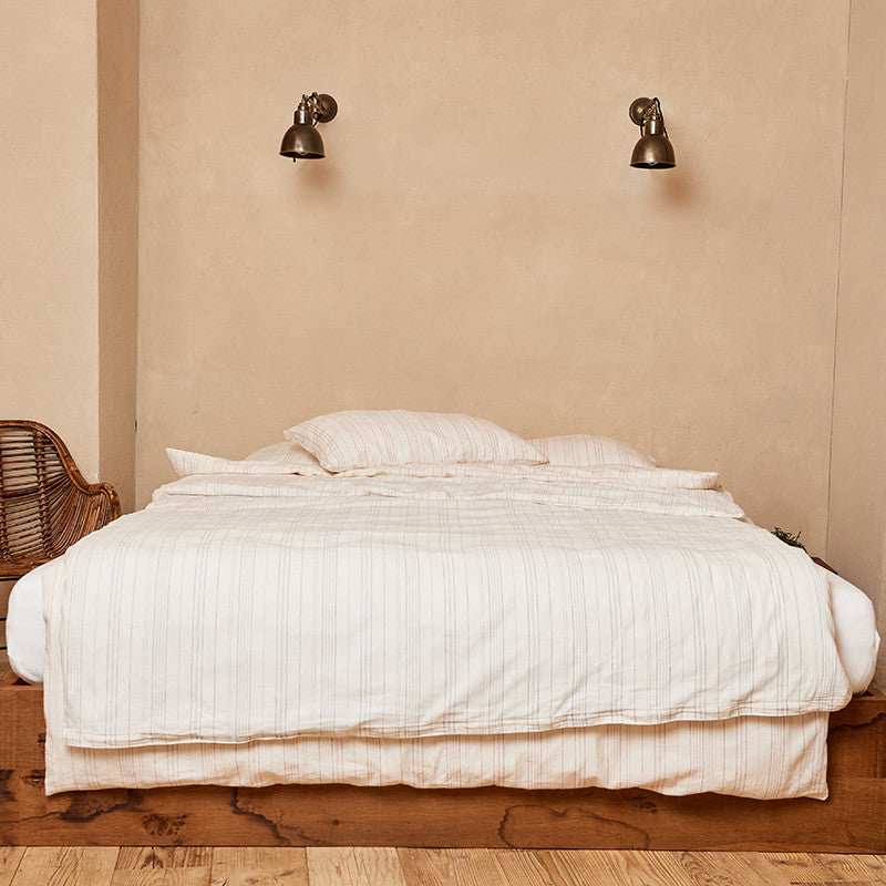 BOLGHERI off white-dusty blue Taie d'oreiller, 65 x 100 cm