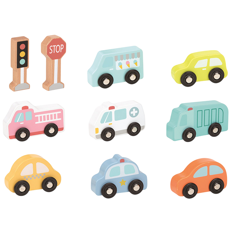 Spielba Set de véhicules dans une boîte en bois