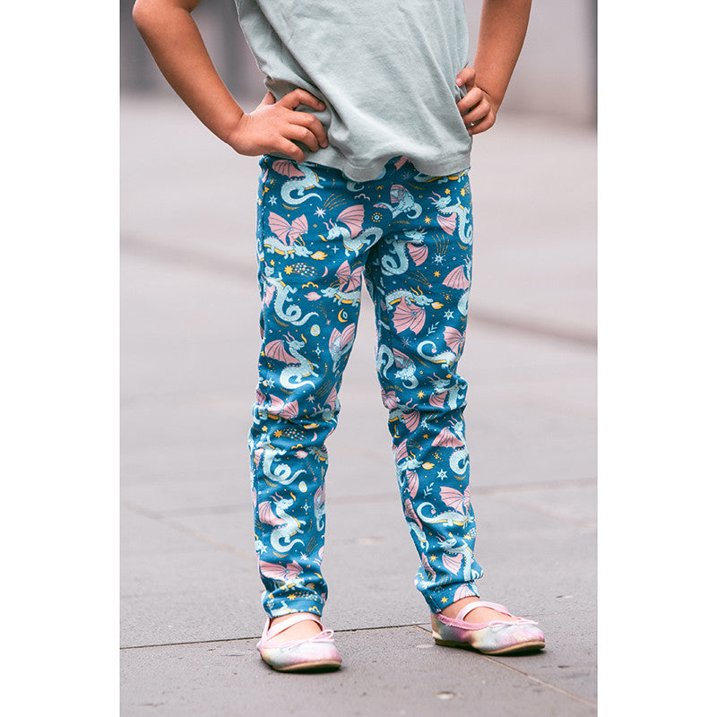 Leggings dragon bleu