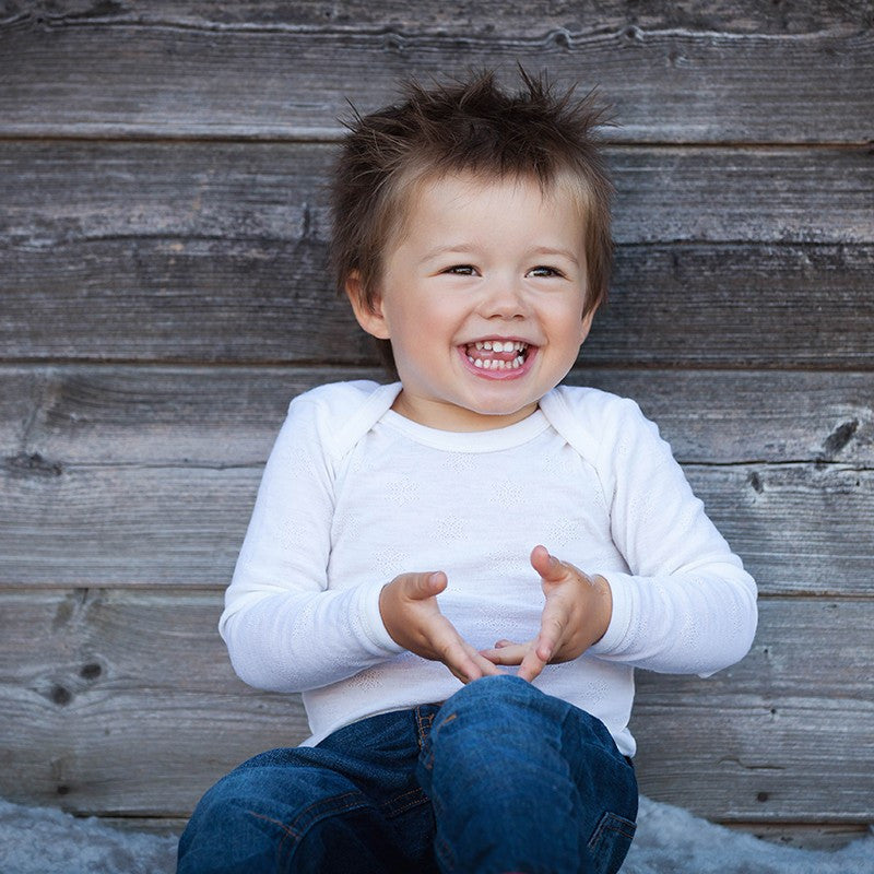 MEDRAN Merino Pearl White baby bodysuit