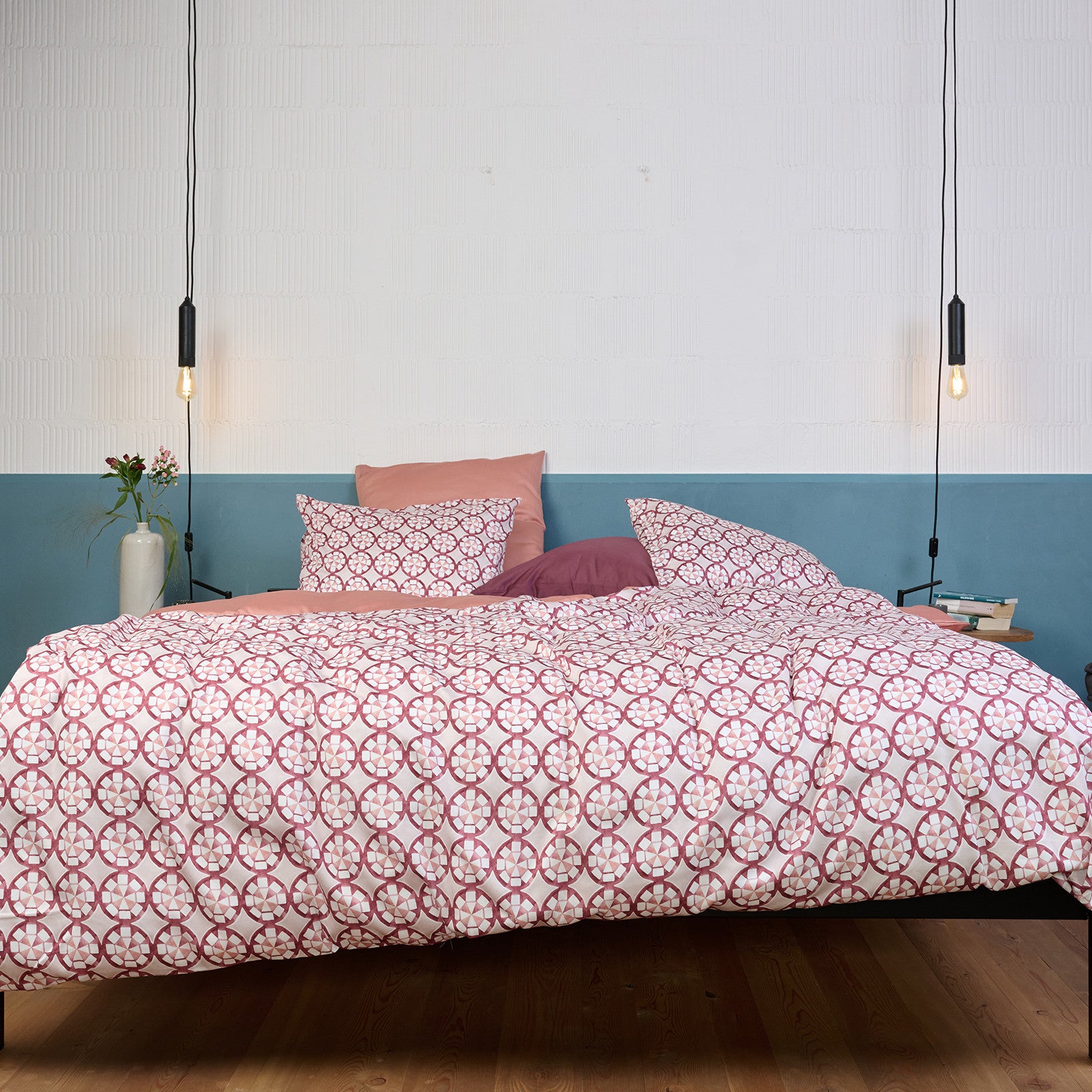 Firenze comforter cover 200x210 cm silver/marsala