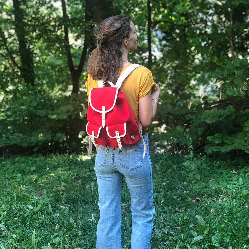 Sac à dos Georgia cuir naturel rouge