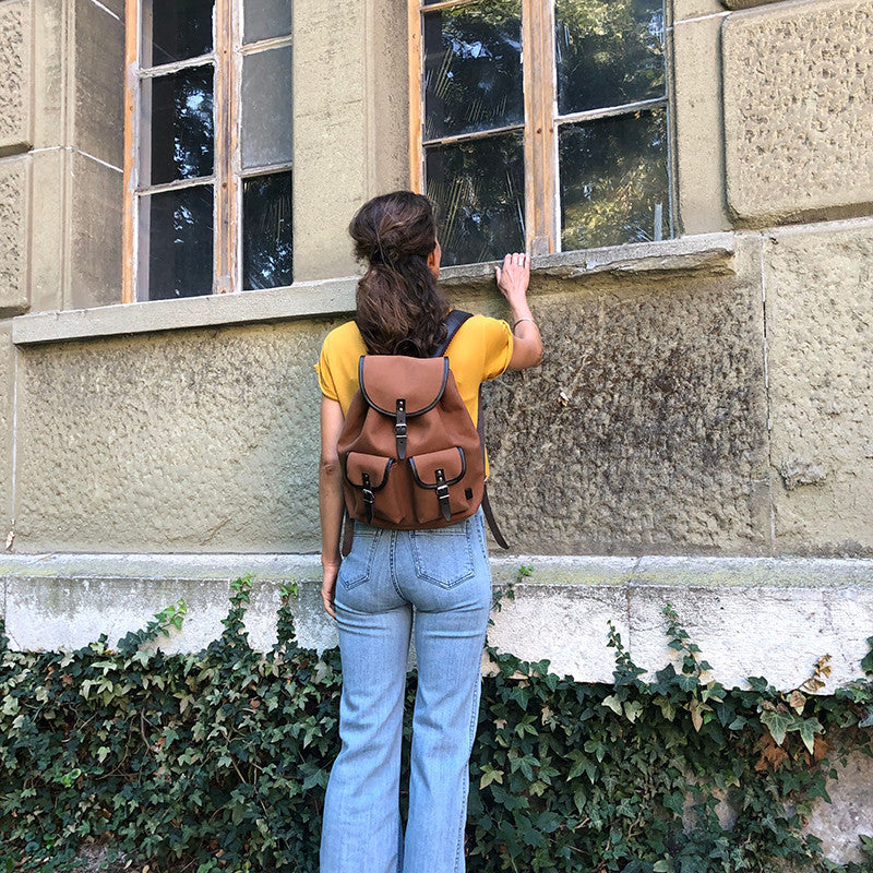 Sac à dos Georgia cuir brun acajou