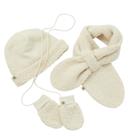 Moufles Teddy bébé blanc cassé