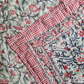 Quilt Single Block Print Red and  Blue