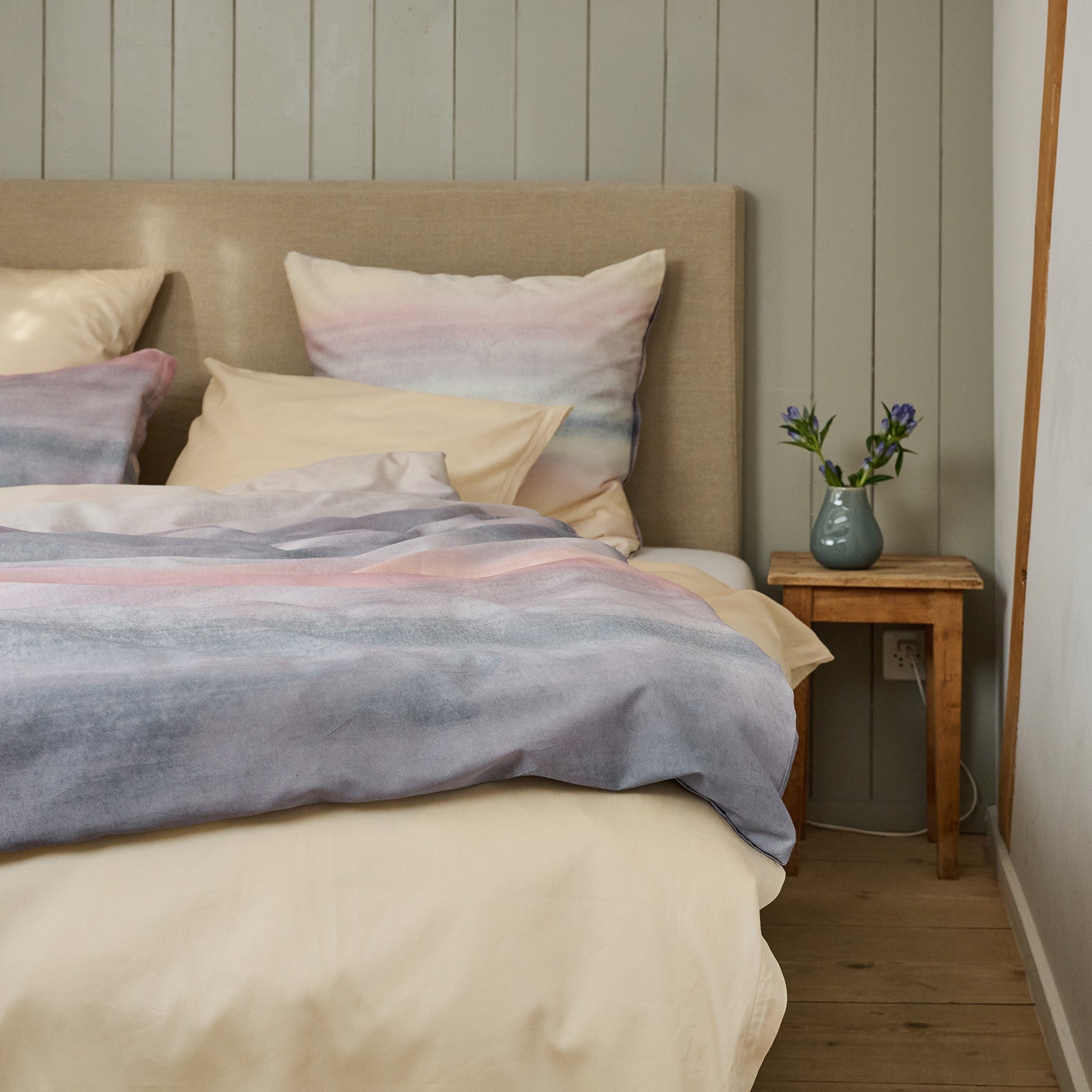 Jurmala Dusty Blue/Sand, comforter cover 160x210 cm