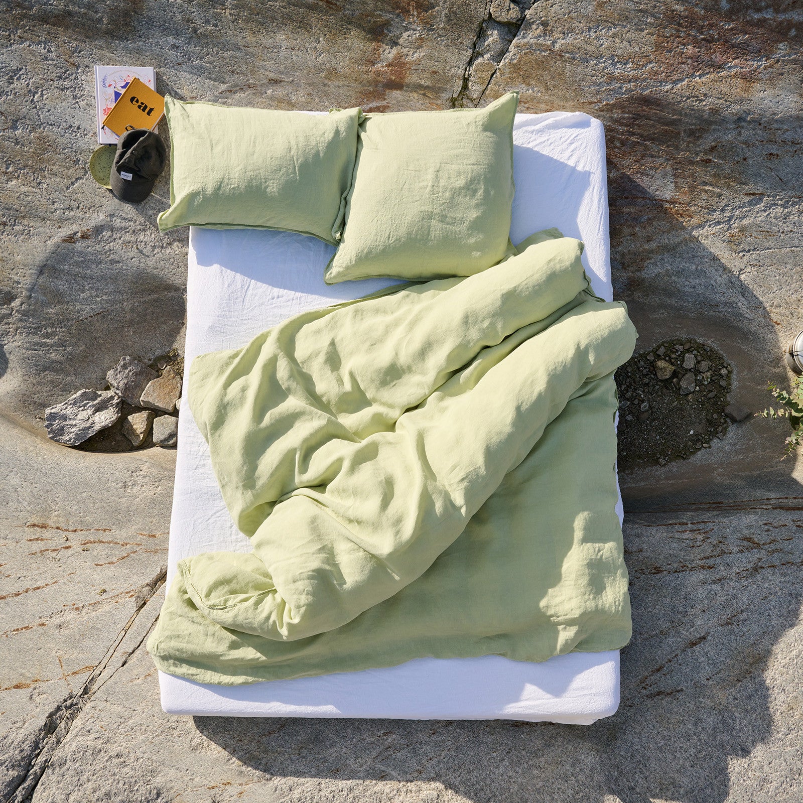 Linus vert mousse uni housse de couette 160x210 cm