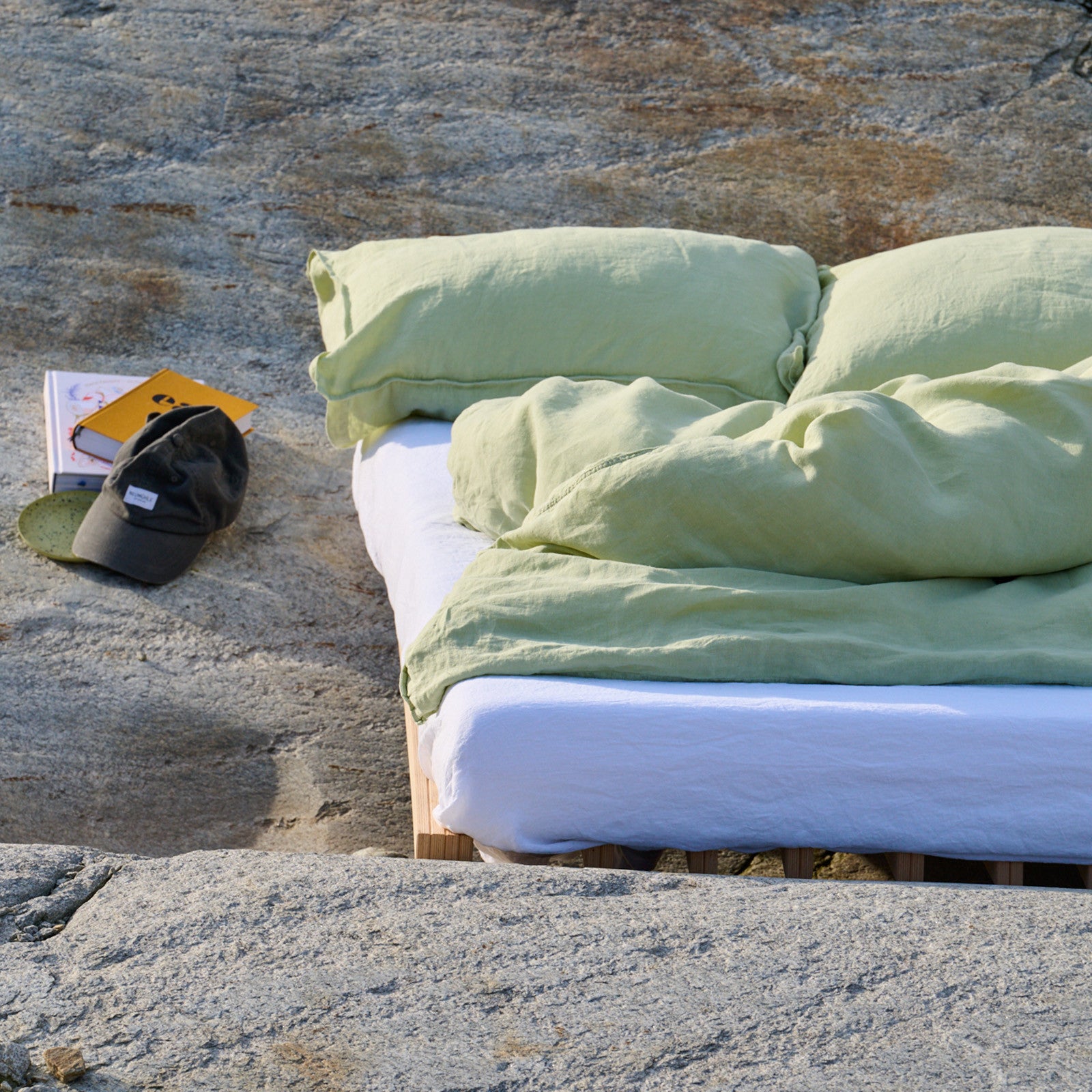 Linus vert mousse Uni Taie d'oreiller 65x100 cm