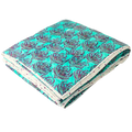 Quilt Pink Lotus 230 x 270 cm reversible Türkis, Rosa, Weiss