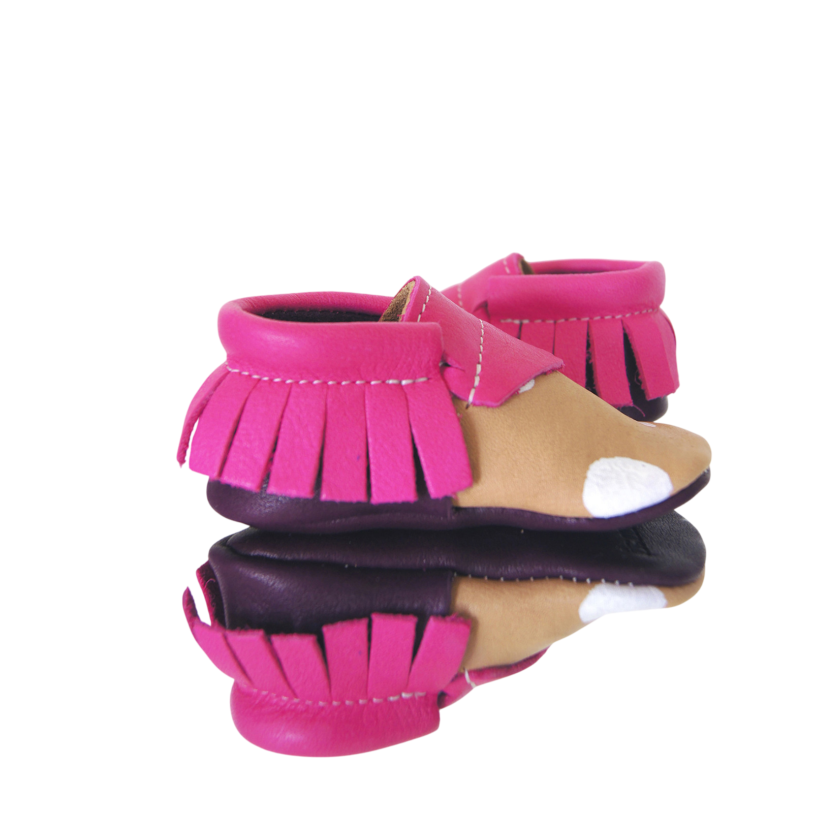 Mokassin Pink Dot Pink/Beige/Weiss