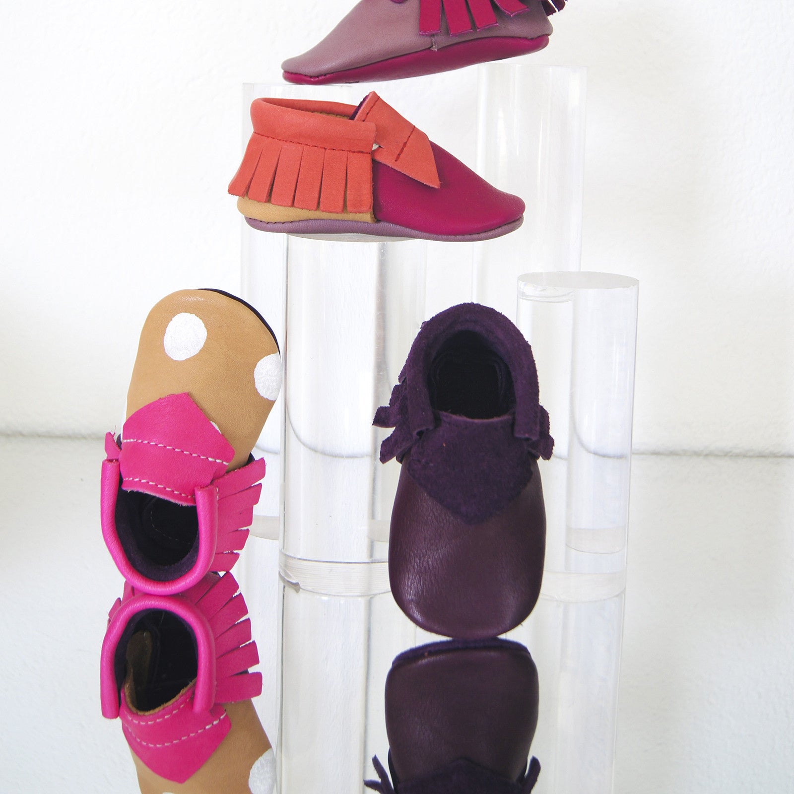 Mocassin Pink Dot rose/beige/blanc