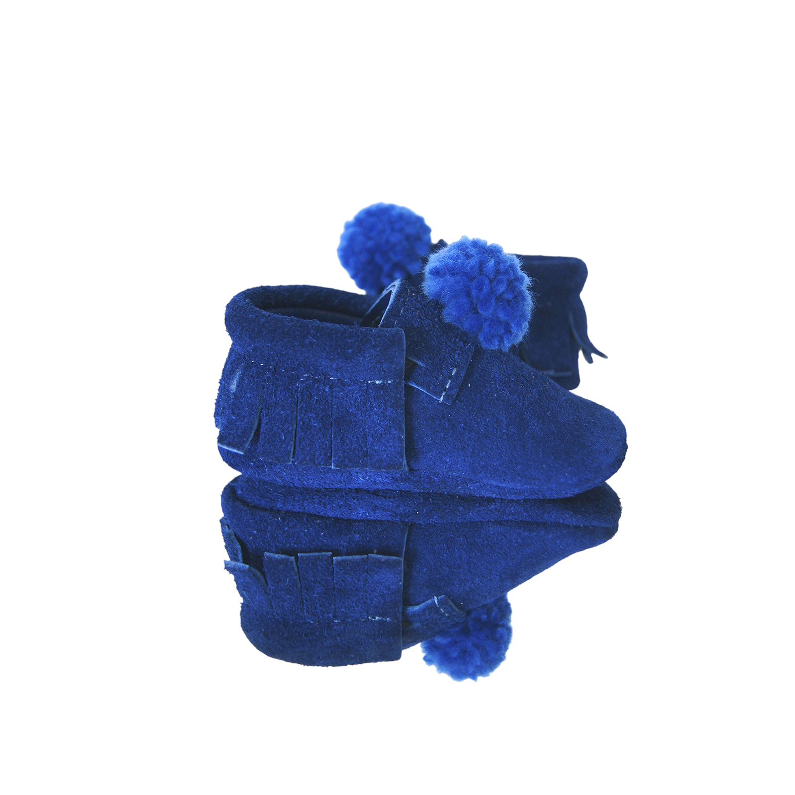Blue Pom Blue moccasin