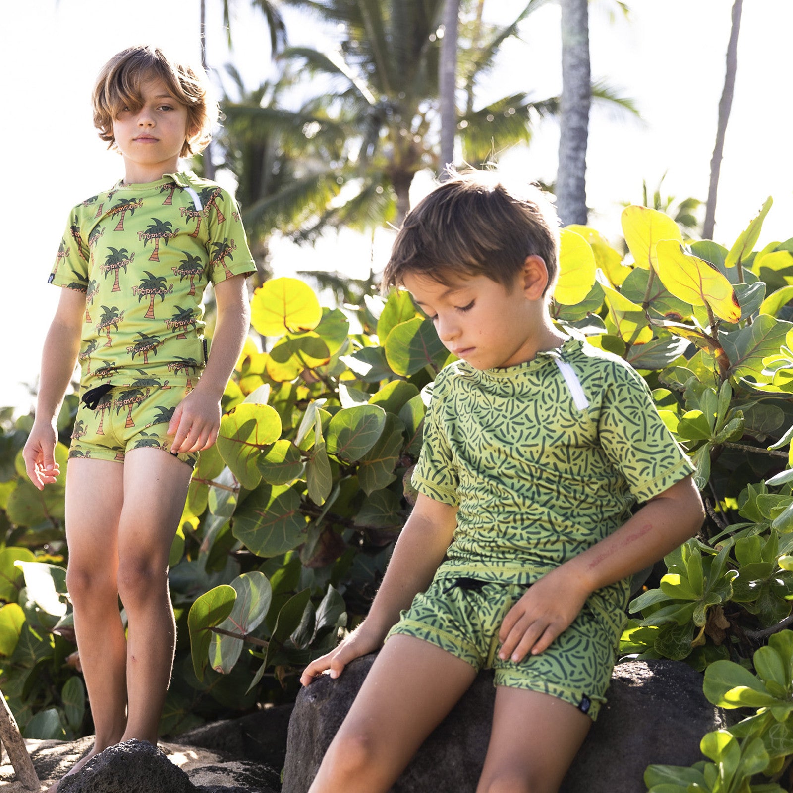UPF 50+ Endless Palms Pesto swim shirt