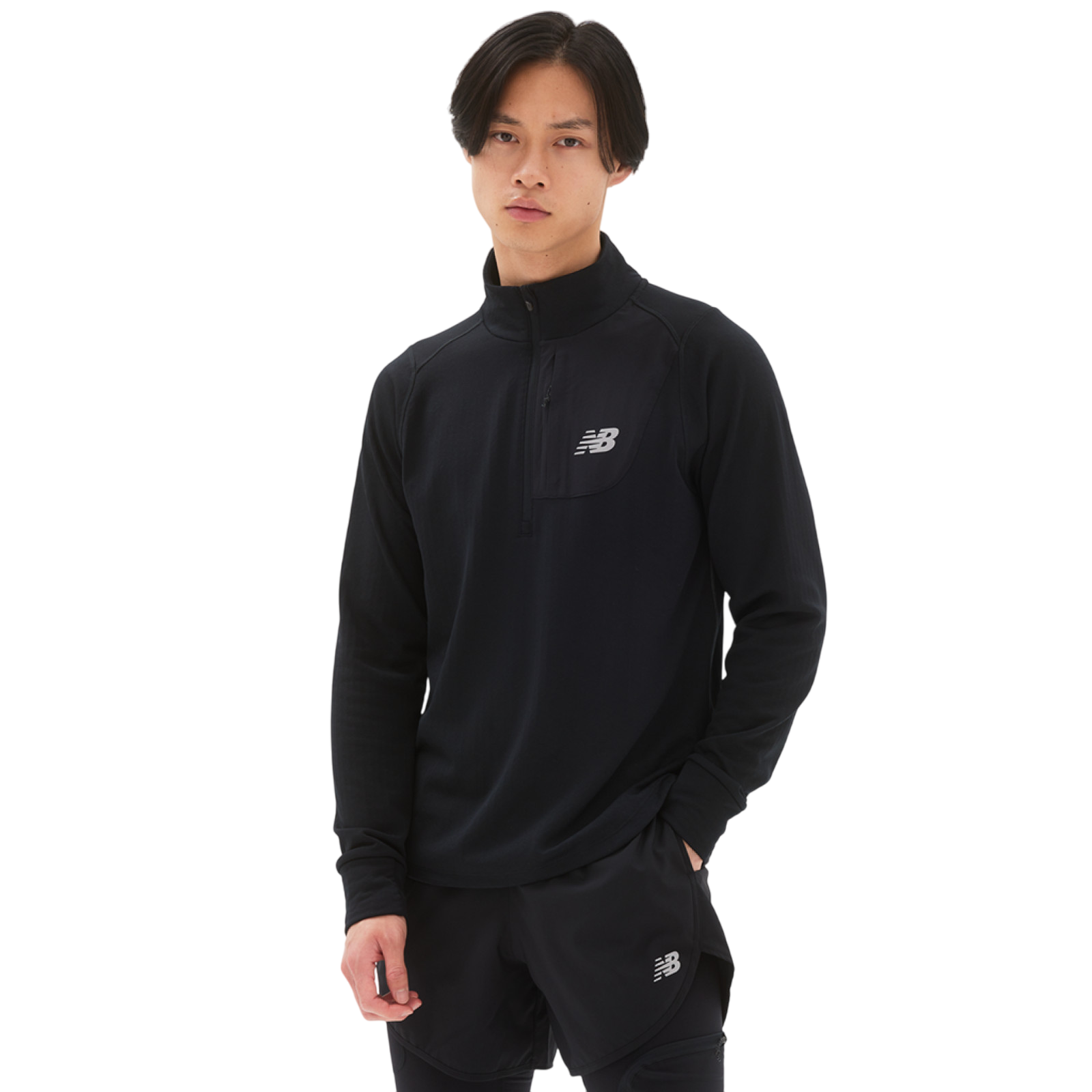 Langarmshirt NB Heat Grid Half Zip black