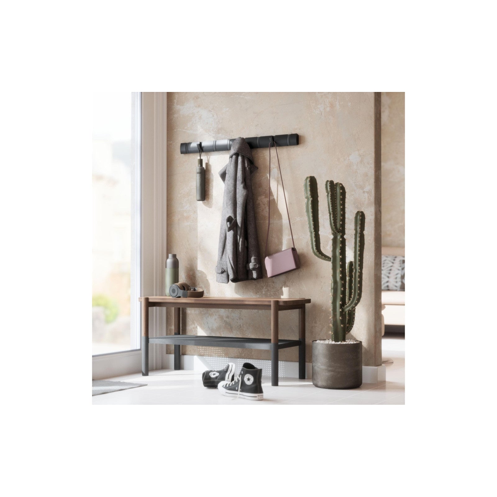 Portemanteau Flip 8 crochets, noir