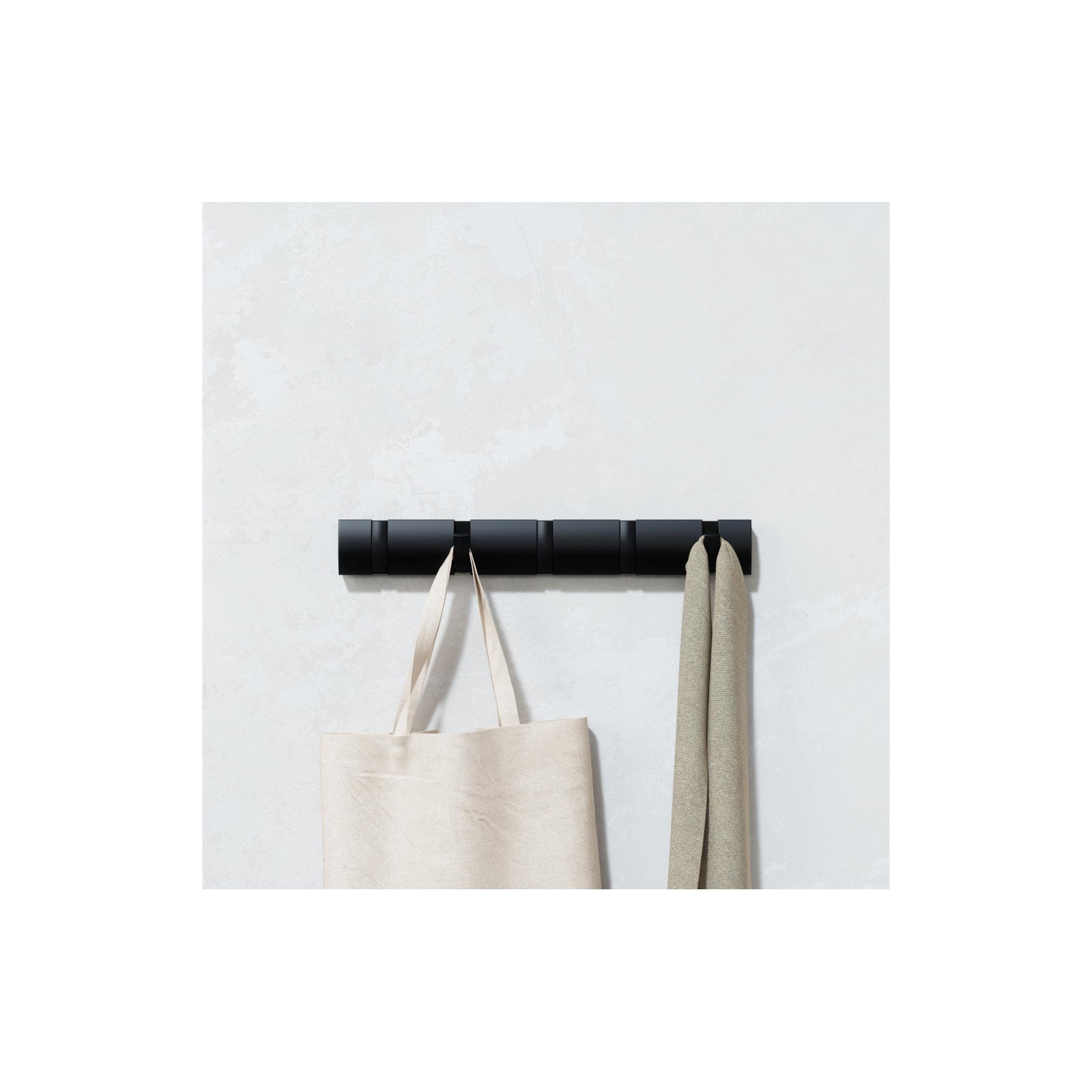 Garderobenleiste Flip 5 Haken, Schwarz