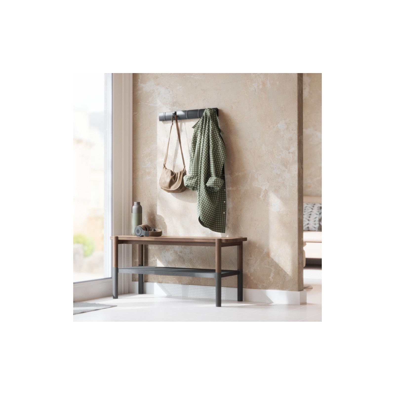 Garderobenleiste Flip 5 Haken, Schwarz